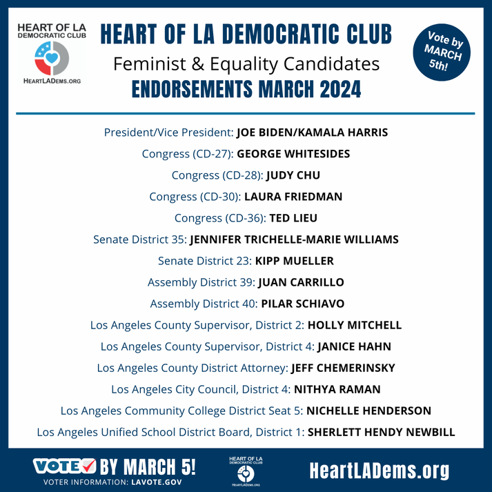 HLA Dems March primary candidate endorsements